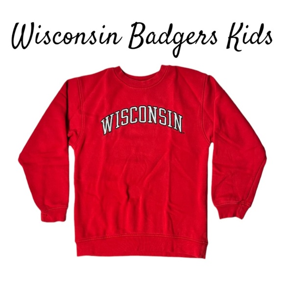 Adidas Wisconsin Badgers Red Pullover Long Sleeve Sweatshirt Youth Size M 10/12 - Picture 1 of 10